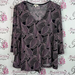 Laura top leaves Black and Pink Leaf Pattern Blouse
